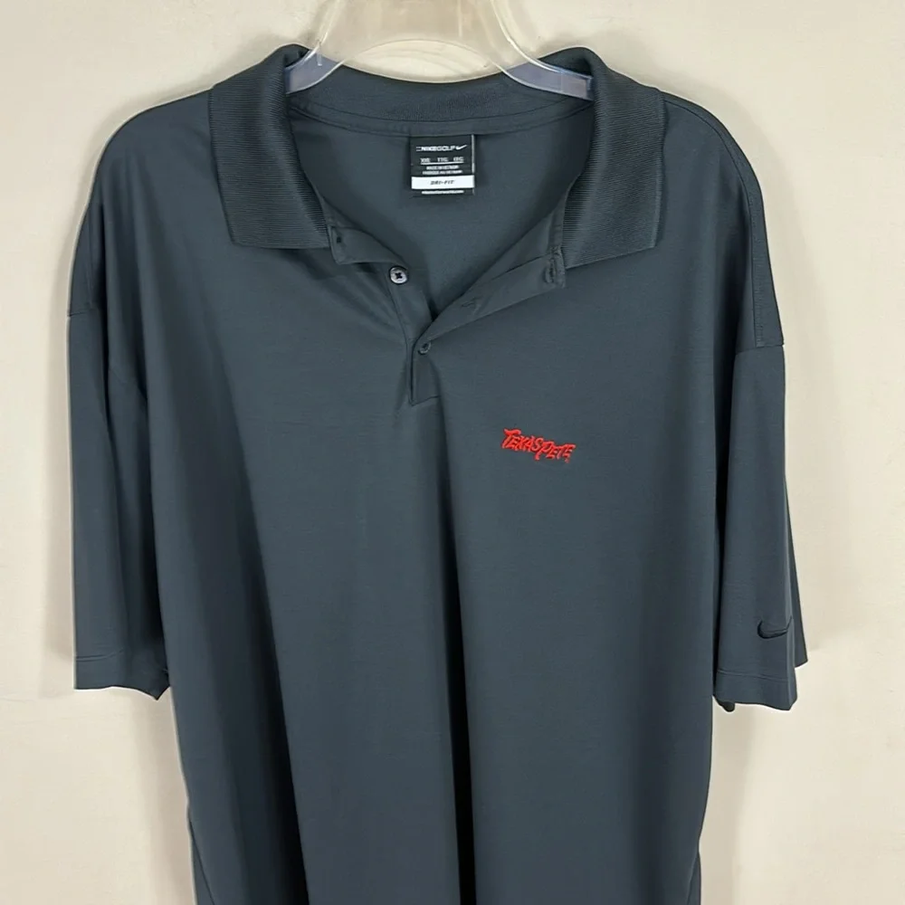 Nike Golf Black Dri-Fit Polo Shirt Texas Pete Embroidered Logo Size XXL
